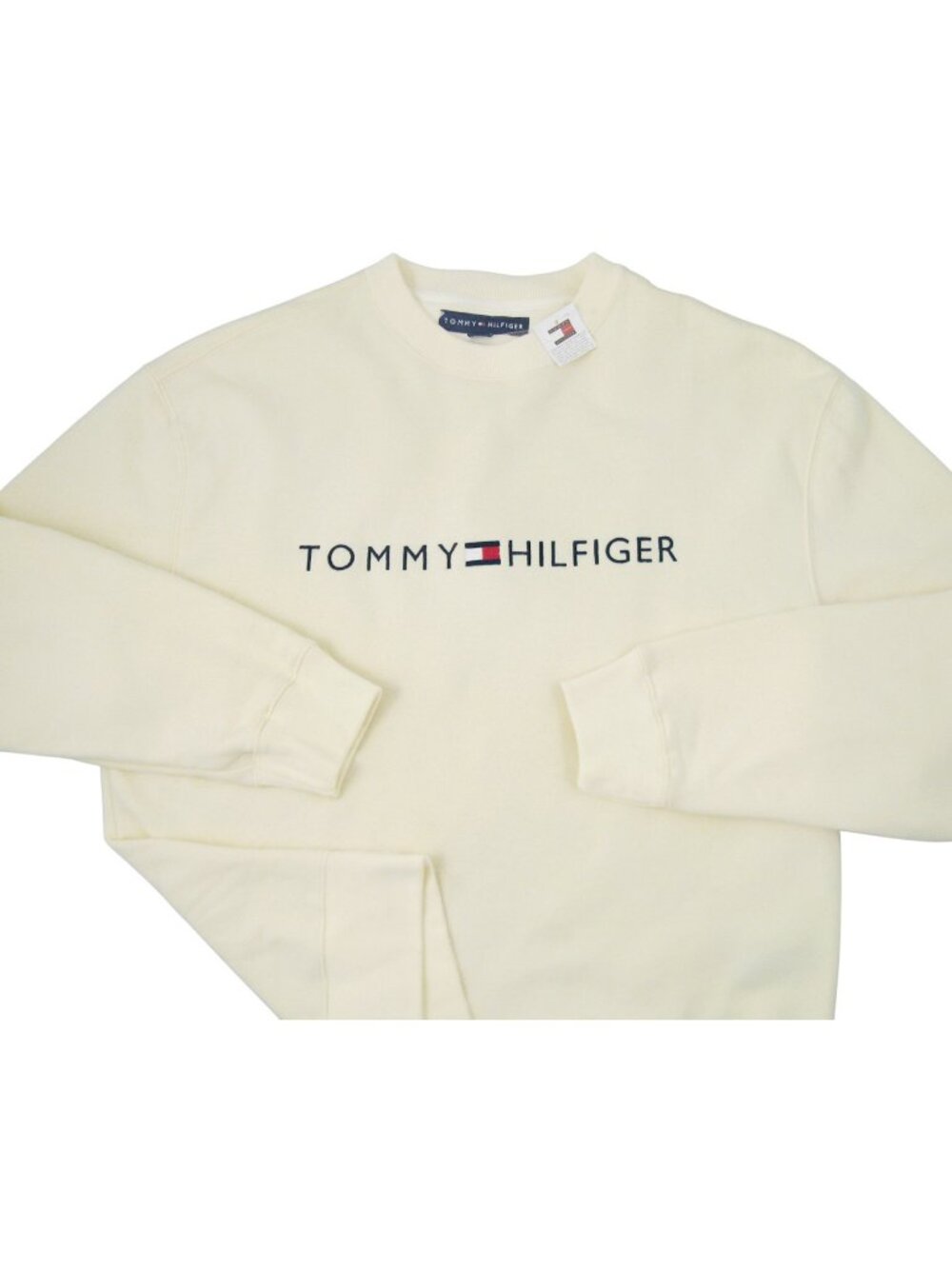 NEW Vintage Tommy Hilfiger Sweatshirt! L or XXL Creme Tommy Spell Out RUN BIG